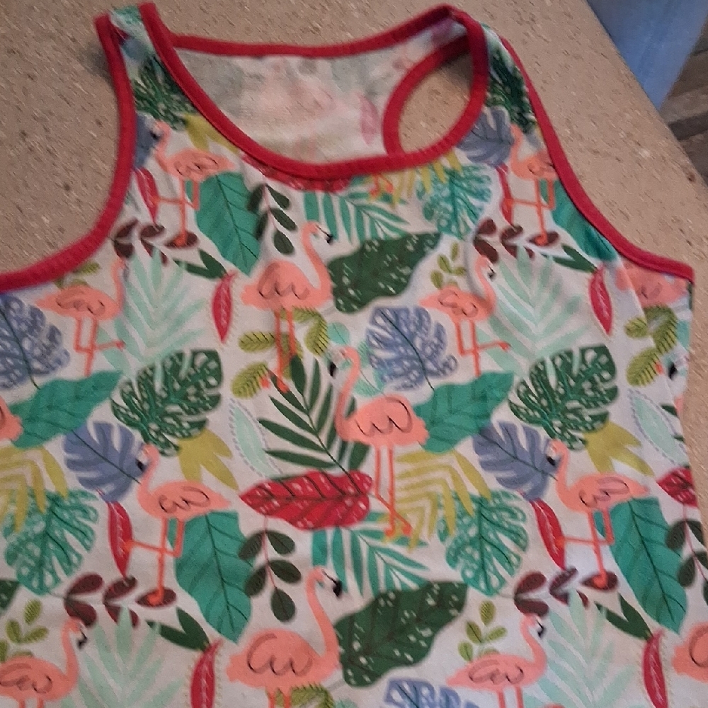 Cat & Jack Colorful Flamingo Leaf Tank Top